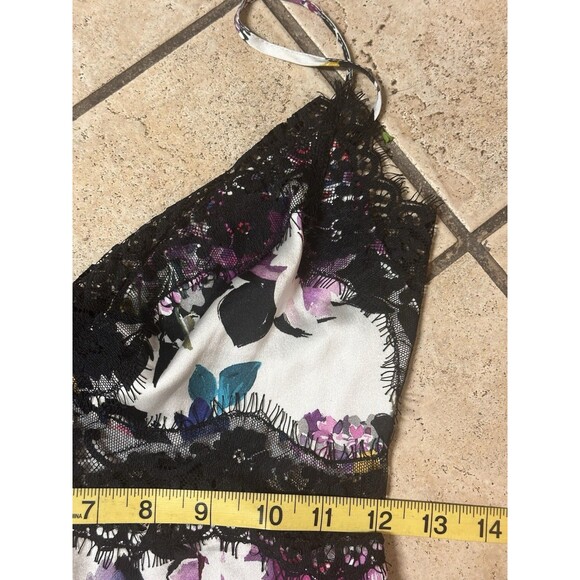 Bebe Women Pía Printed Silk Lined Dainty Laced Mini Dress Goth Whimsigoth Fairy - Picture 10 of 15